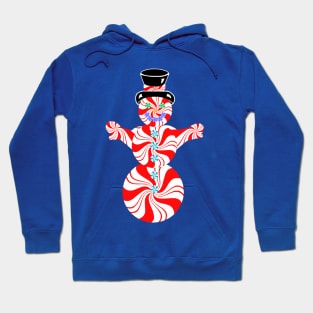 Red and White Striped Peppermint Christmas Snowman Hoodie